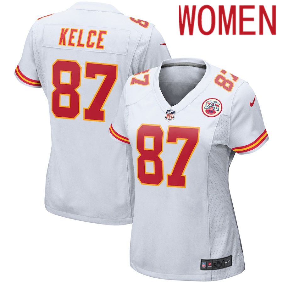 Cheap Women Kansas City Chiefs 87 Travis Kelce Nike White Player Game NFL Jersey